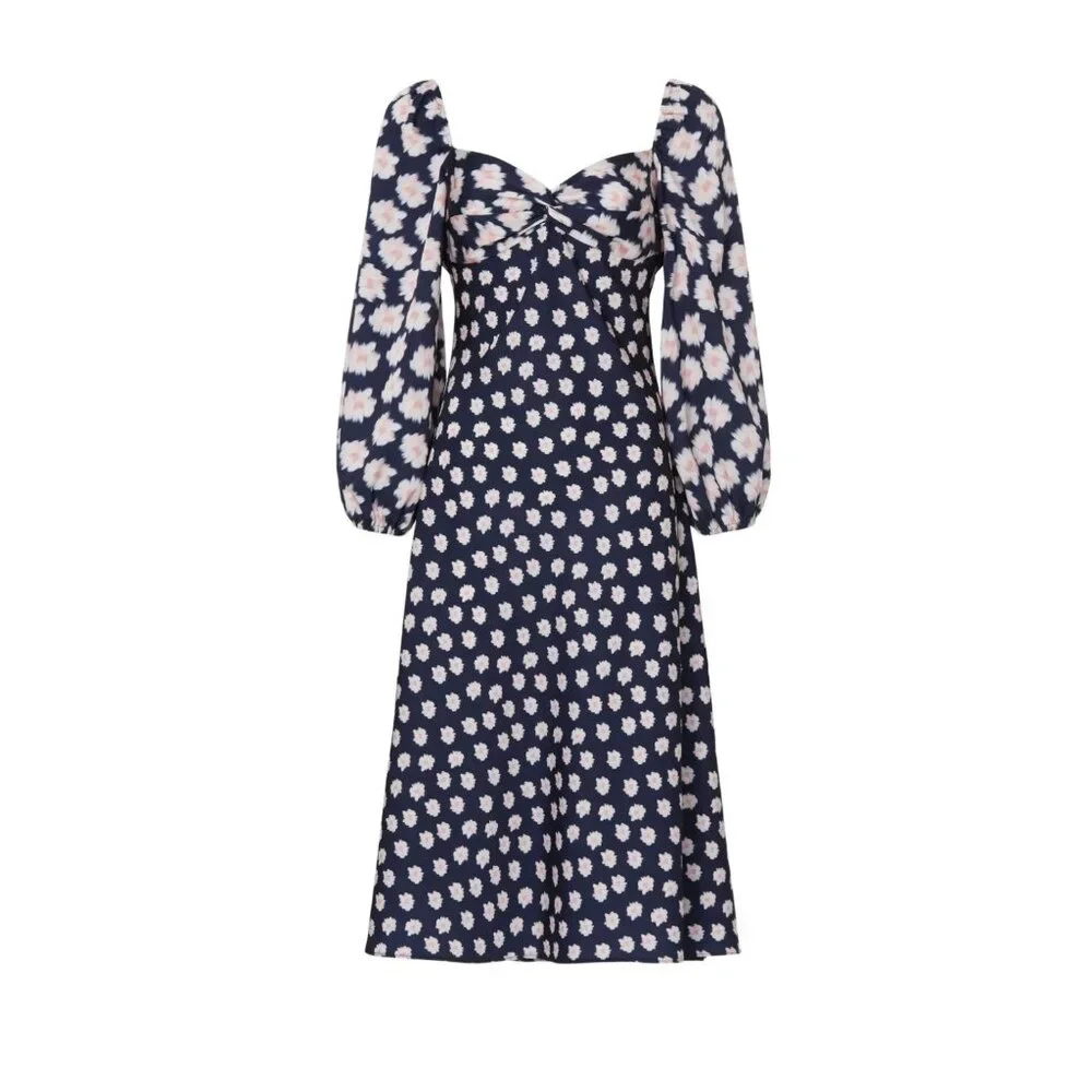 Sachin & Babi Melody Navy Midi Dress Size 4 | Designer Women’s Cocktail Style